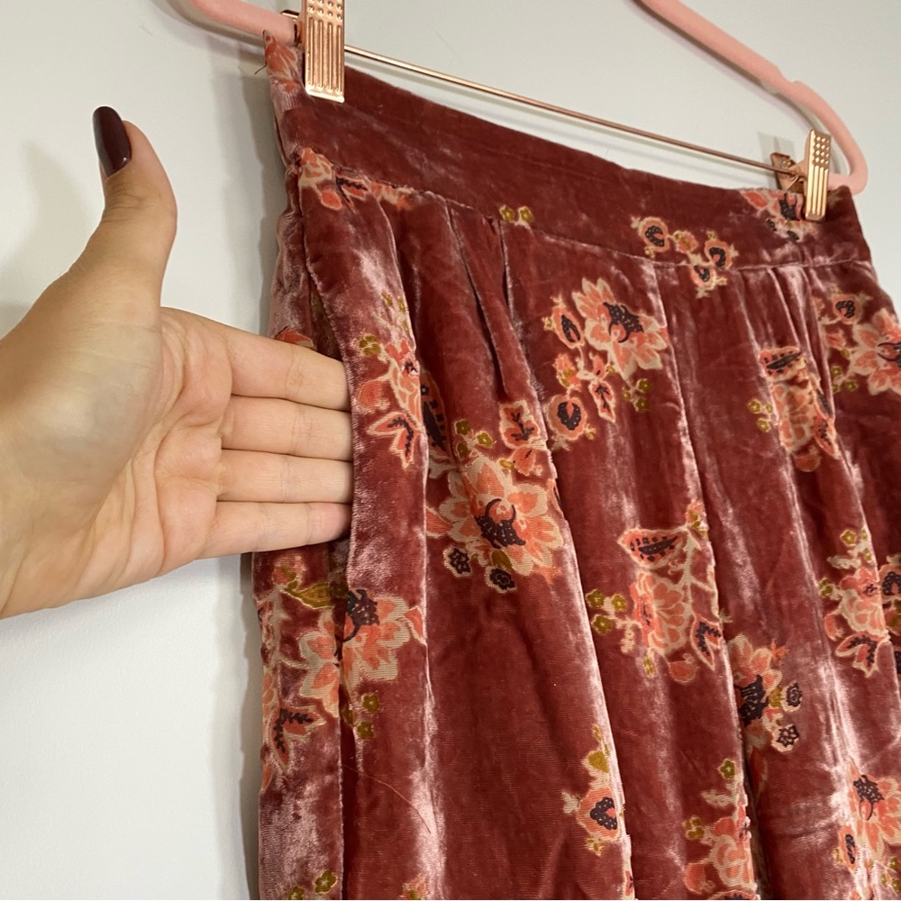 Anthropologie Hutch Floral Burnout Velvet Pants Gem